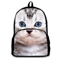 Retail 12 inch Pop Kid 3D Cat Printed School Book Bags Shoulder Bags