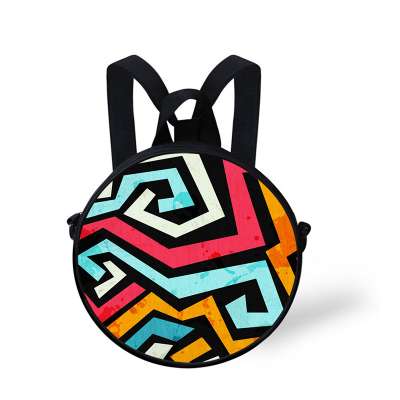 Modern boys girls oem trendy graffiti printed mini round backpack